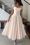 Adeline | Mouwloze tulle maxi jurk met volle zoom
