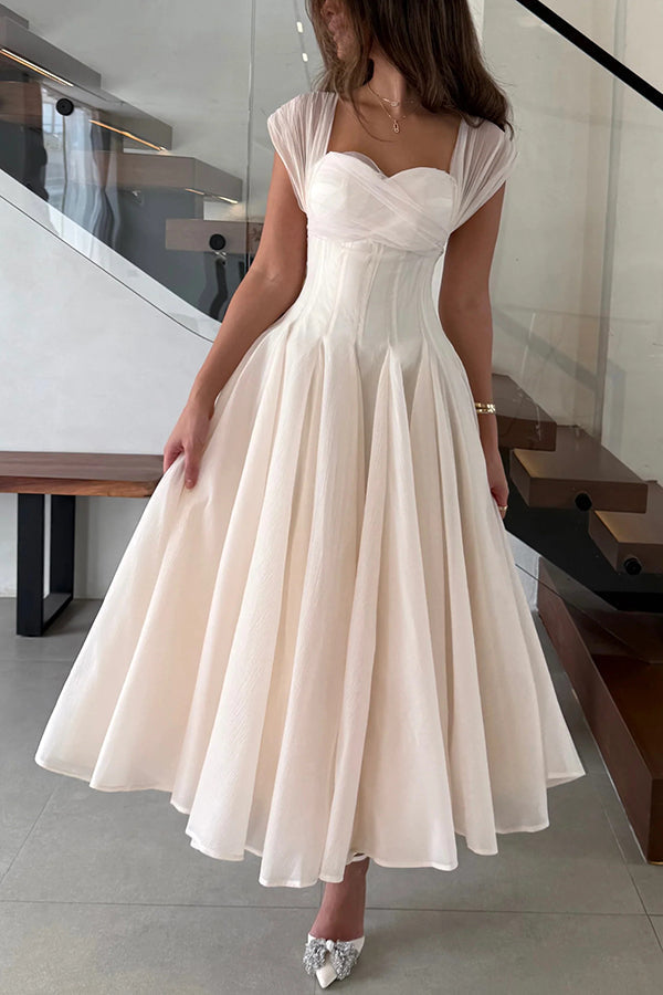 Adeline | Mouwloze tulle maxi jurk met volle zoom