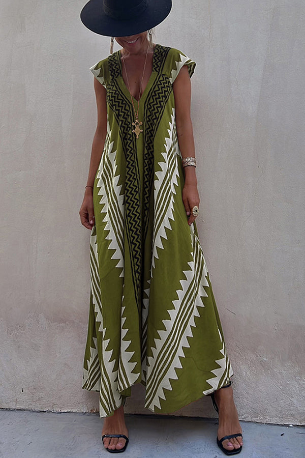 Amani | A-lijn maxi jurk met etnische print
