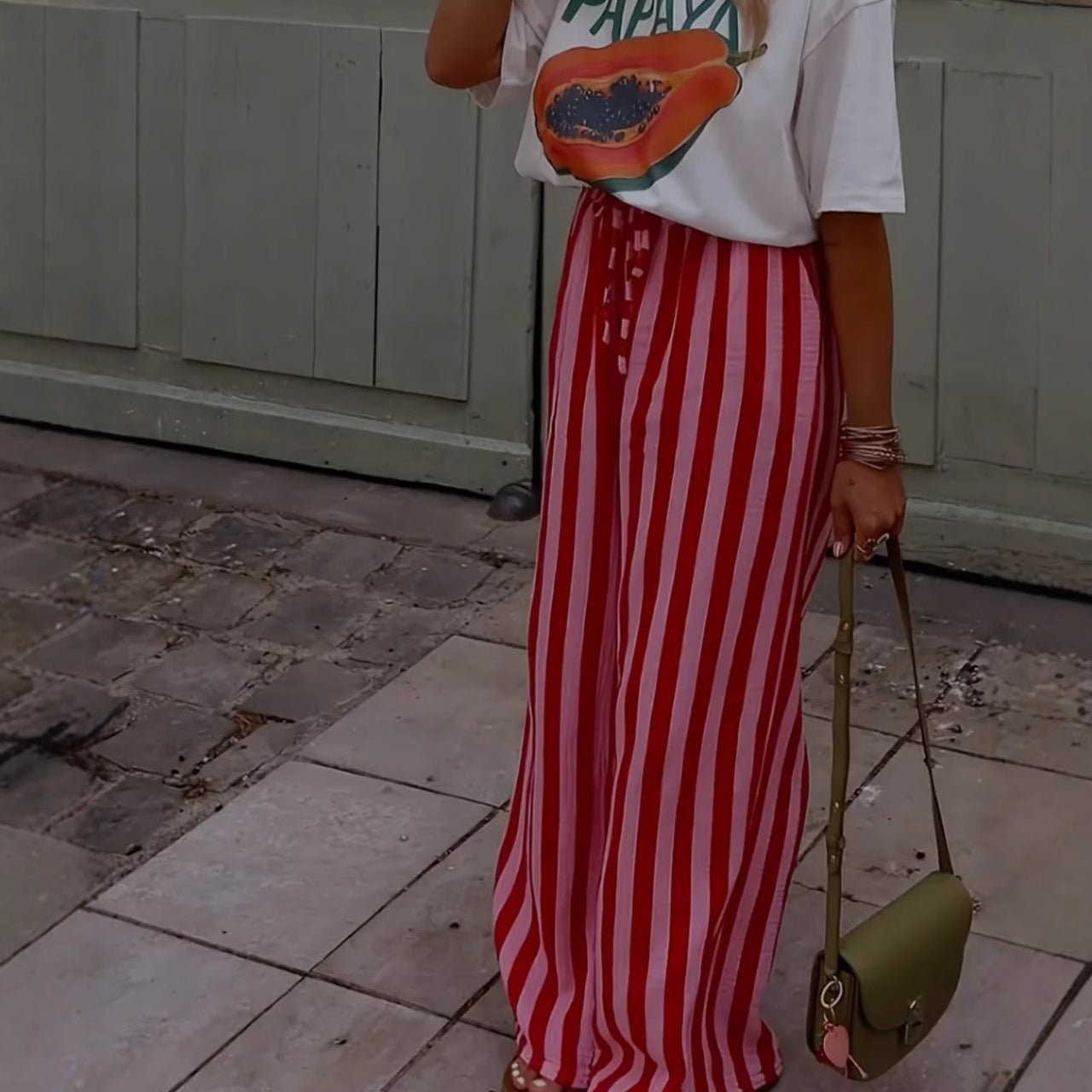 Nina | Gestreepte wide-leg pantalon in loose fit