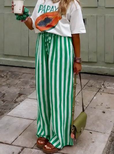 Nina | Gestreepte wide-leg pantalon in loose fit