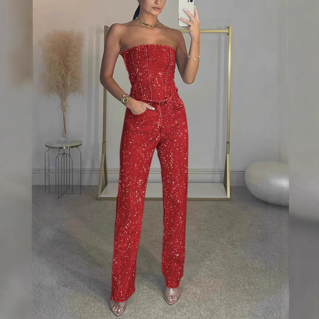 Glimmer | Glitter Set met Croptop en Jeans