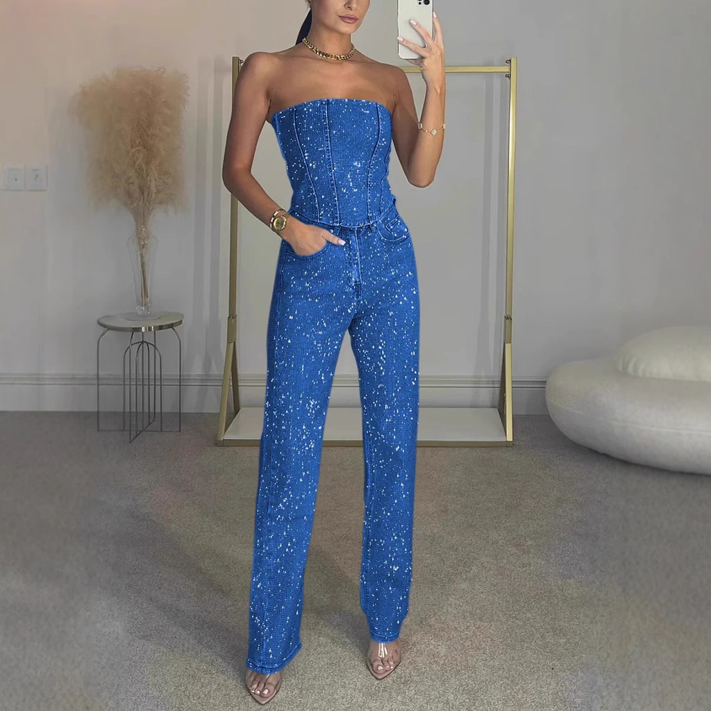 Glimmer | Glitter Set met Croptop en Jeans