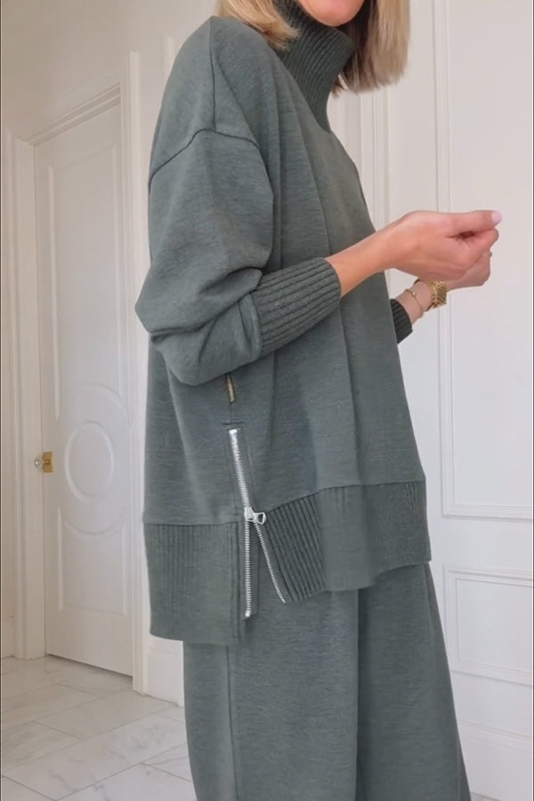 Nadia | Sweatshirt en Broek Set met Hoge Hals