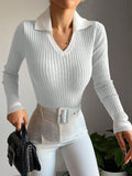 Belle Couture | Camel trui met contrasterende kraag
