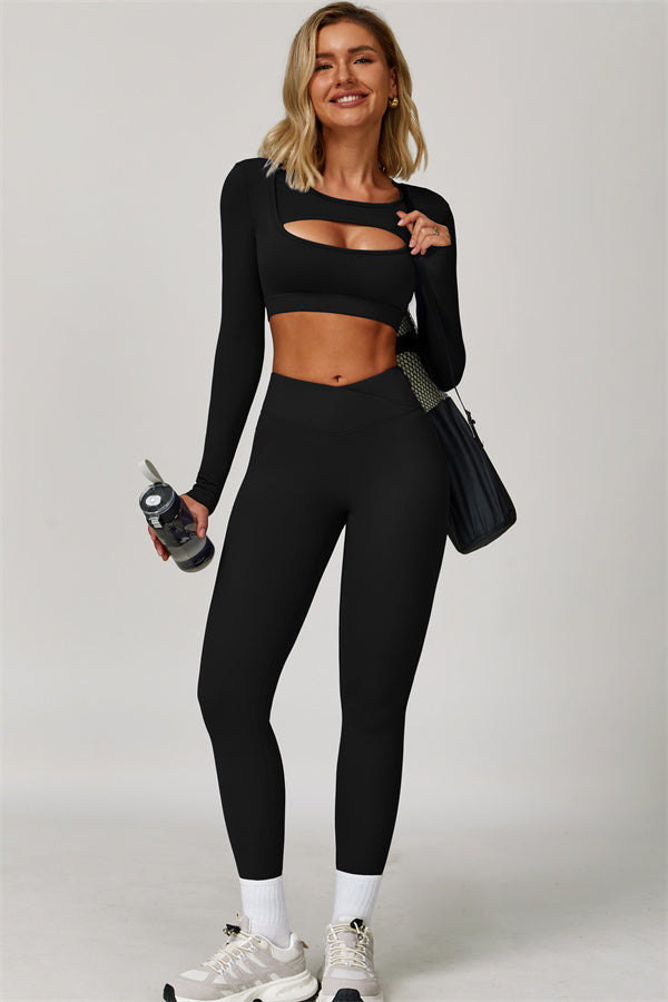 Lies | Tweedelige sportset met longsleeve cut-out top