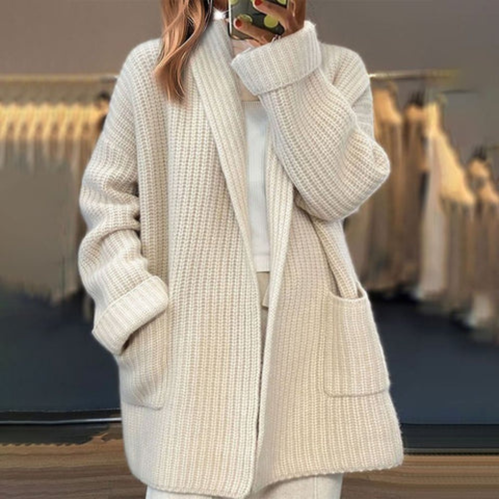 Céline | Lange Losse Trui Cardigan met Zakken