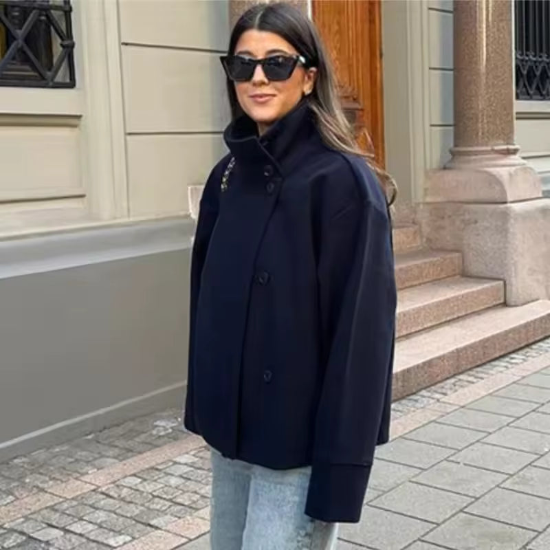 Wilma | Peacoat met Hoge Kraag
