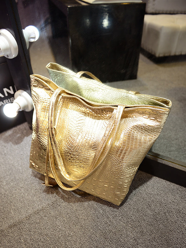 Adèle | Glanzende Tote Bag in Effen Kleur
