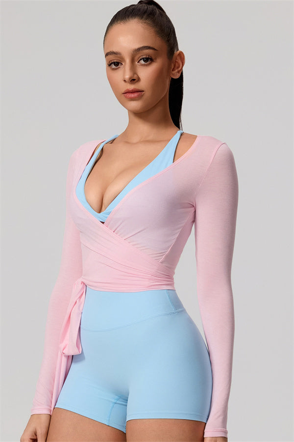 Hannah | Overslag longsleeve sporttop met striksluiting