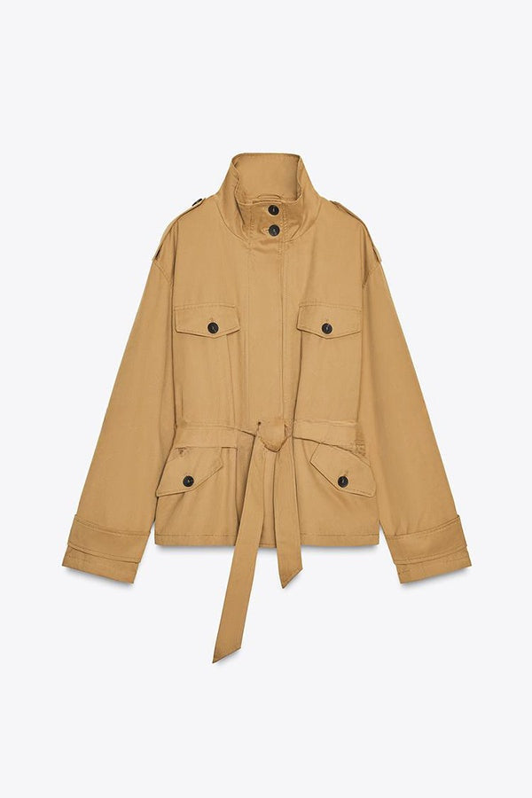 Romy | Cropped Trenchcoat met Epauletten