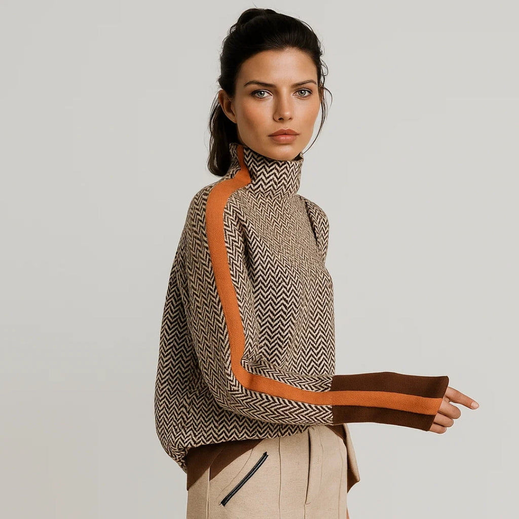 Aura | Gestreepte Pullover met Hoge Hals