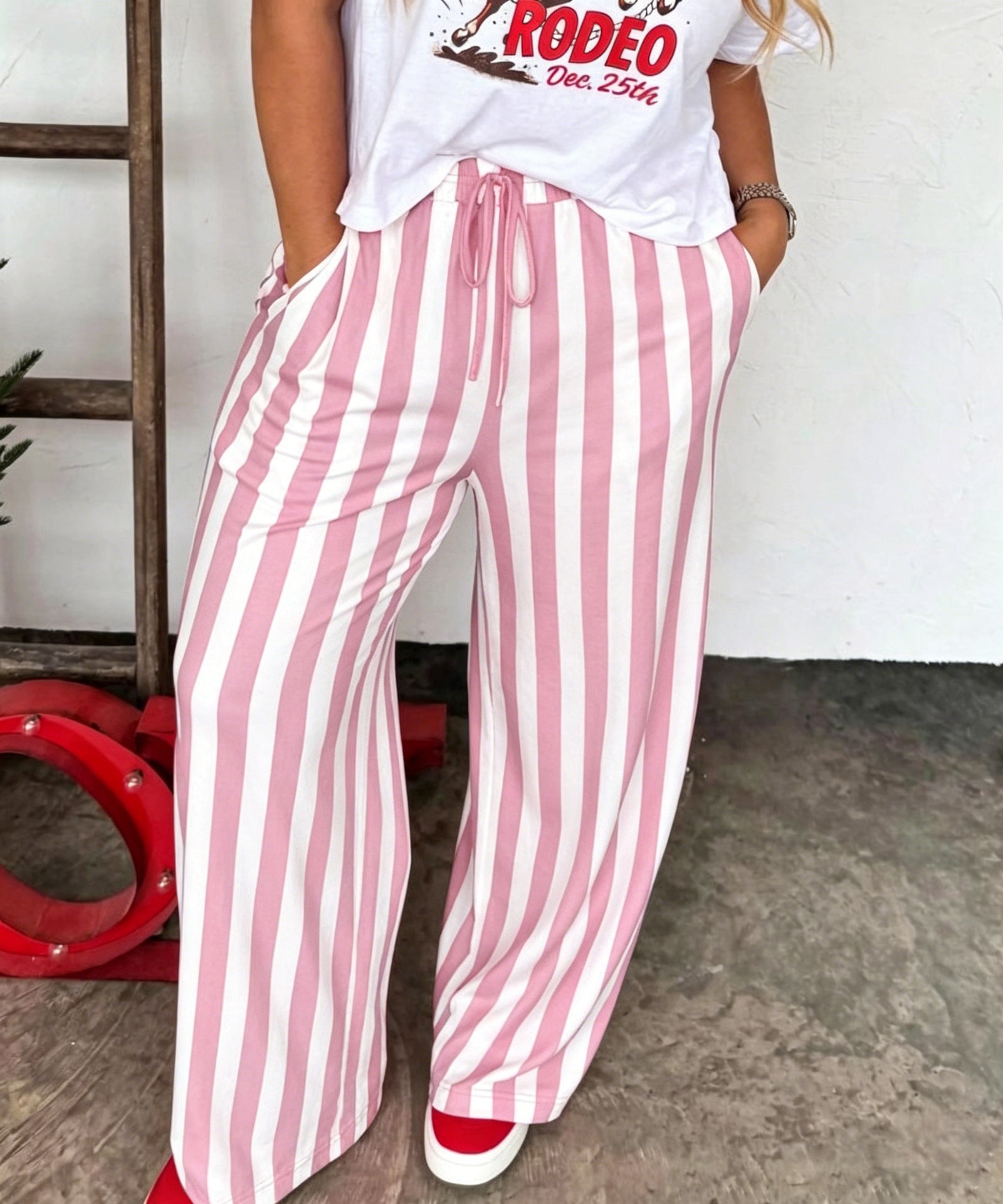 Nina | Gestreepte wide-leg pantalon in loose fit