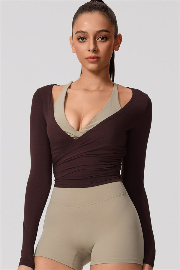 Hannah | Overslag longsleeve sporttop met striksluiting