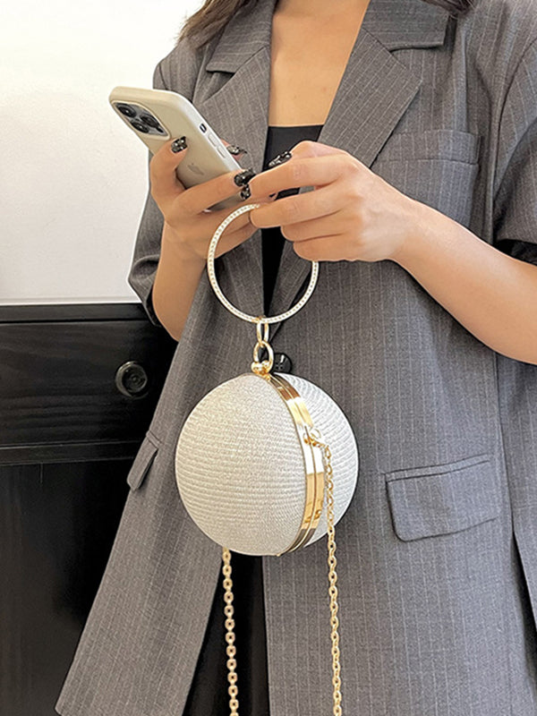 Solène | Glanzende Geometrische Schoudertas met Ketting