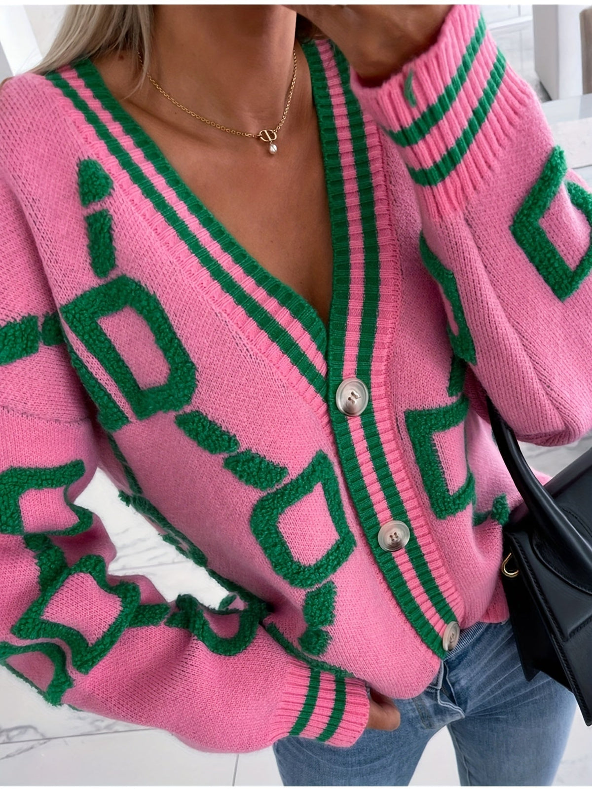 Fenna | Gebreide Cardigan met Kleurblokken