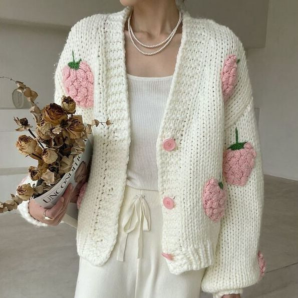 Berry | Speelse Strawberry Print Cardigan
