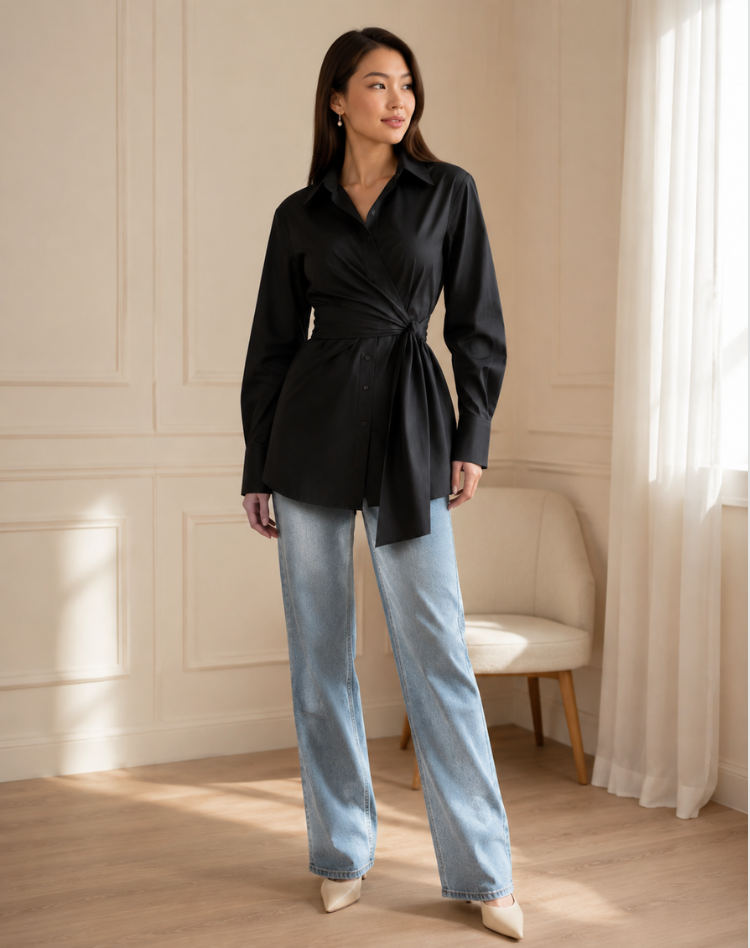 Elise | Lange Blouse met Taillestrik