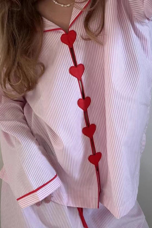 Lieve | Pyjama Set met Hartjes Knoopjes