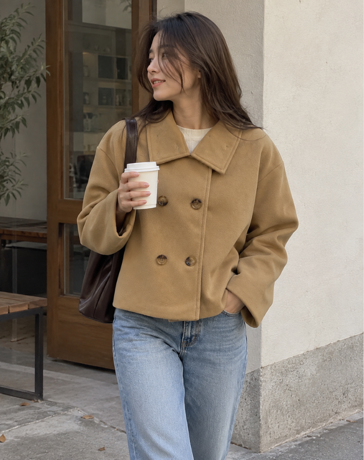 Wilma | Peacoat met Hoge Kraag