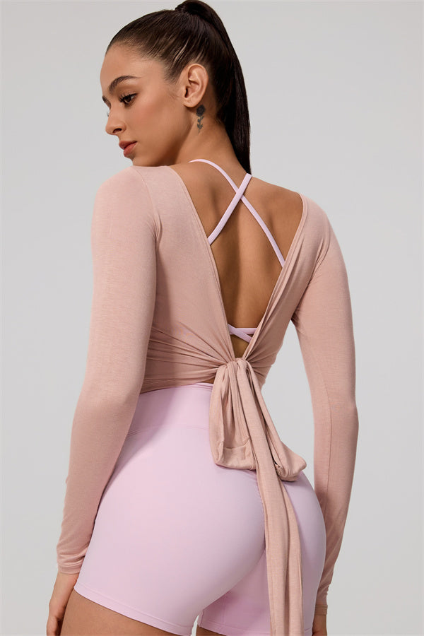 Hannah | Overslag longsleeve sporttop met striksluiting