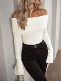 Yara | Geribbelde off-shoulder trui