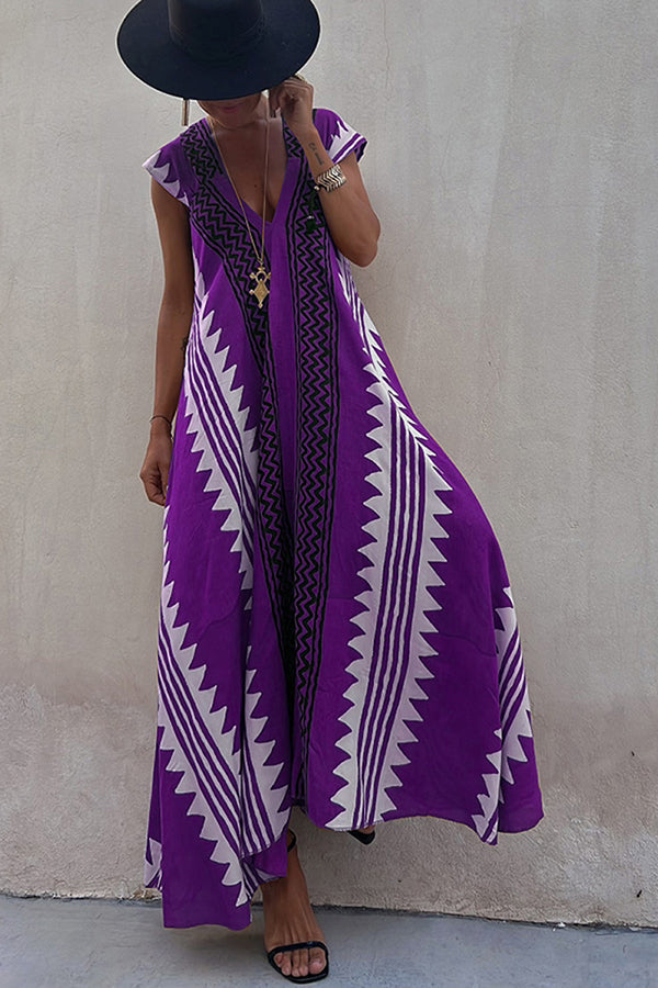Amani | A-lijn maxi jurk met etnische print