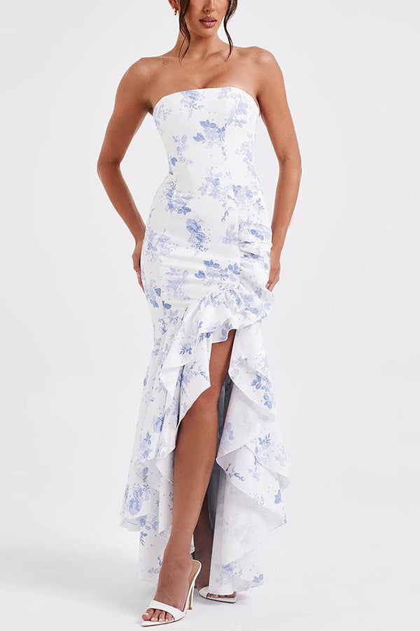 Selin | Off-shoulder maxi jurk met asymmetrische zoom