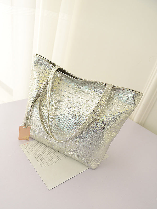 Adèle | Glanzende Tote Bag in Effen Kleur