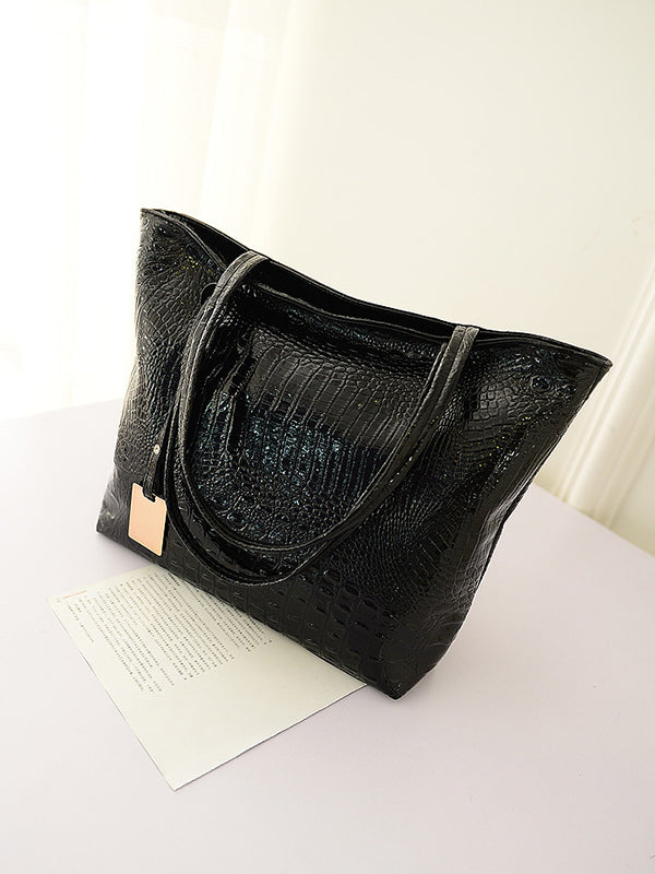 Adèle | Glanzende Tote Bag in Effen Kleur