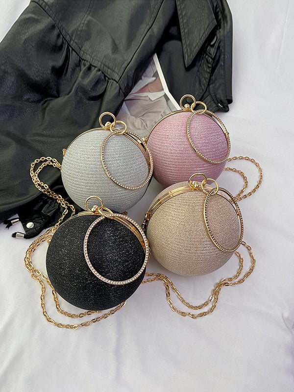 Solène | Glanzende Geometrische Schoudertas met Ketting