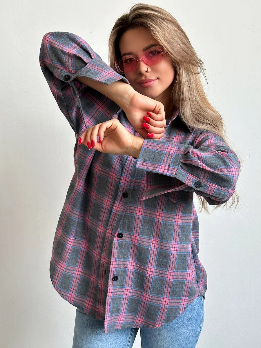 Caitlin | Geruit Flanellen Overhemd