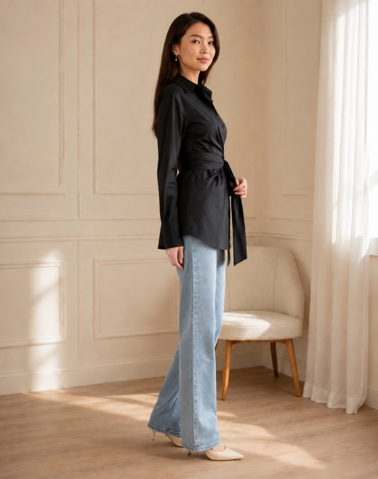 Elise | Lange Blouse met Taillestrik