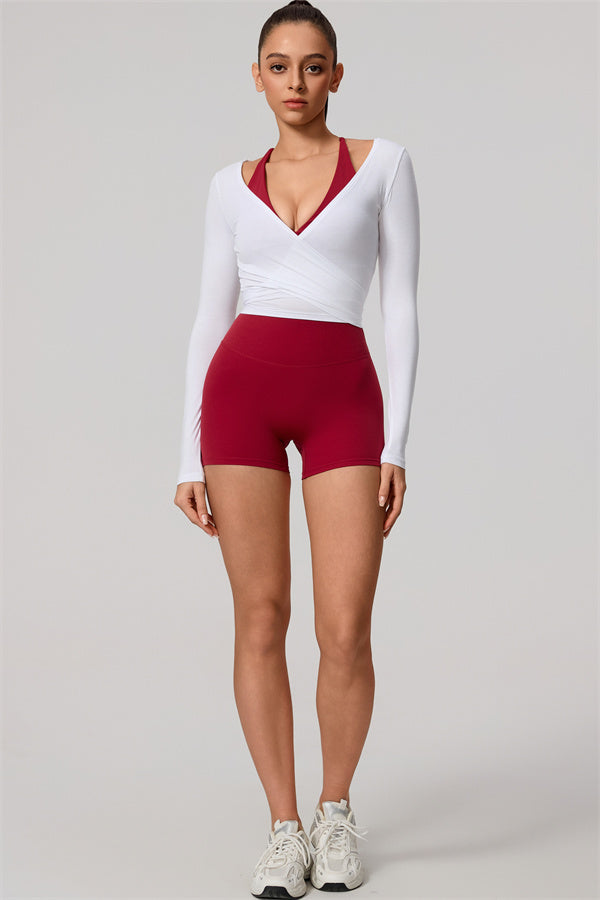 Hannah | Overslag longsleeve sporttop met striksluiting