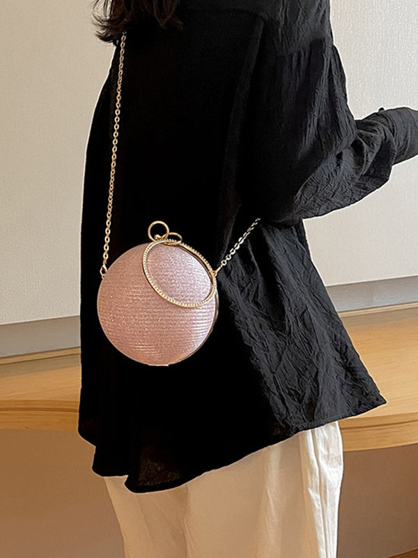 Solène | Glanzende Geometrische Schoudertas met Ketting