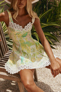 Stelle | Linnenmix Bloemenprint Mini Jurk