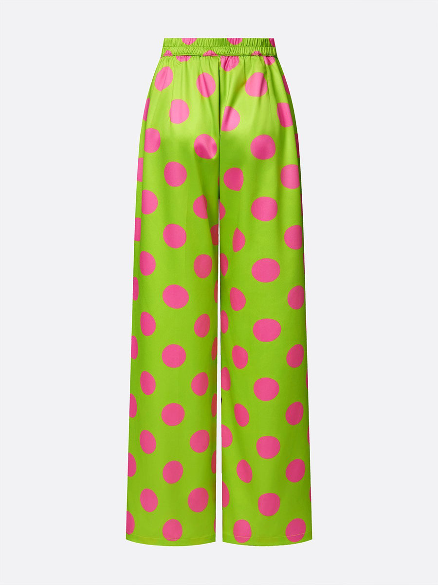 Valentina | Wijde Broek met Kleurrijke Stippenprint