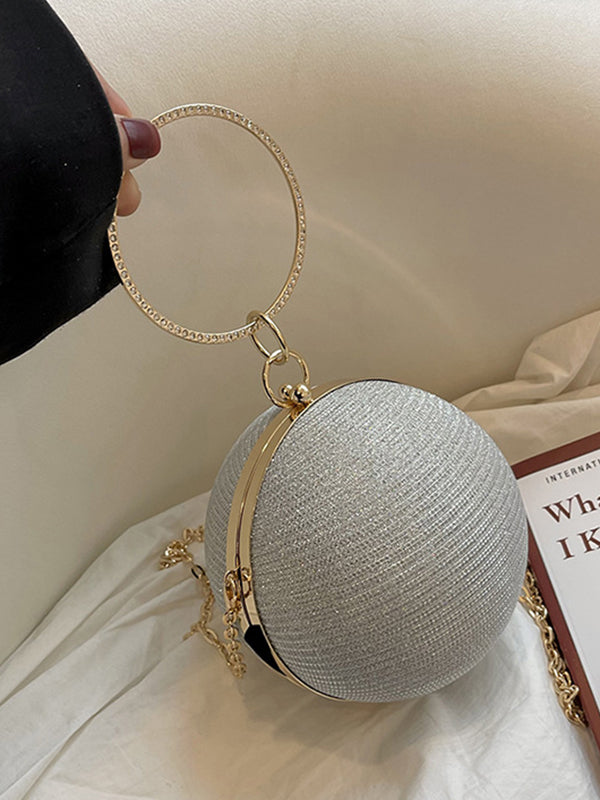Solène | Glanzende Geometrische Schoudertas met Ketting