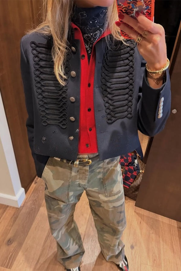 Aura | Military Crop Jacket met Koordjes