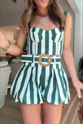 Claudine | Gestreepte smocked tank en bubble short set