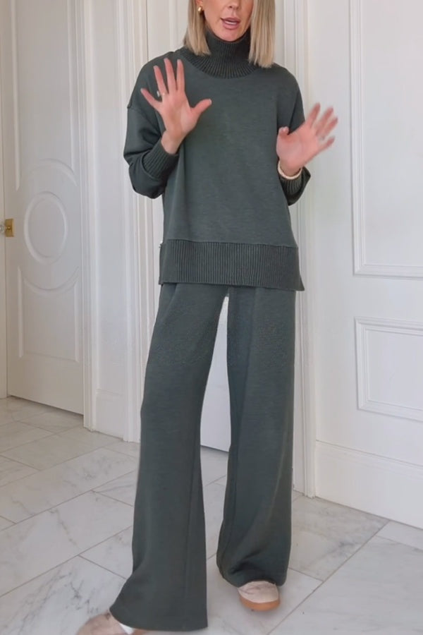 Nadia | Sweatshirt en Broek Set met Hoge Hals