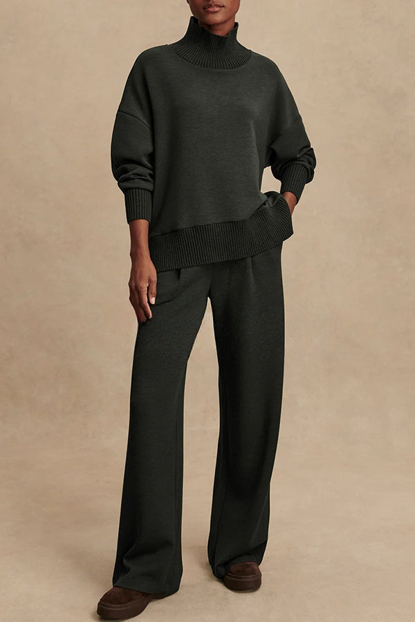 Nadia | Sweatshirt en Broek Set met Hoge Hals