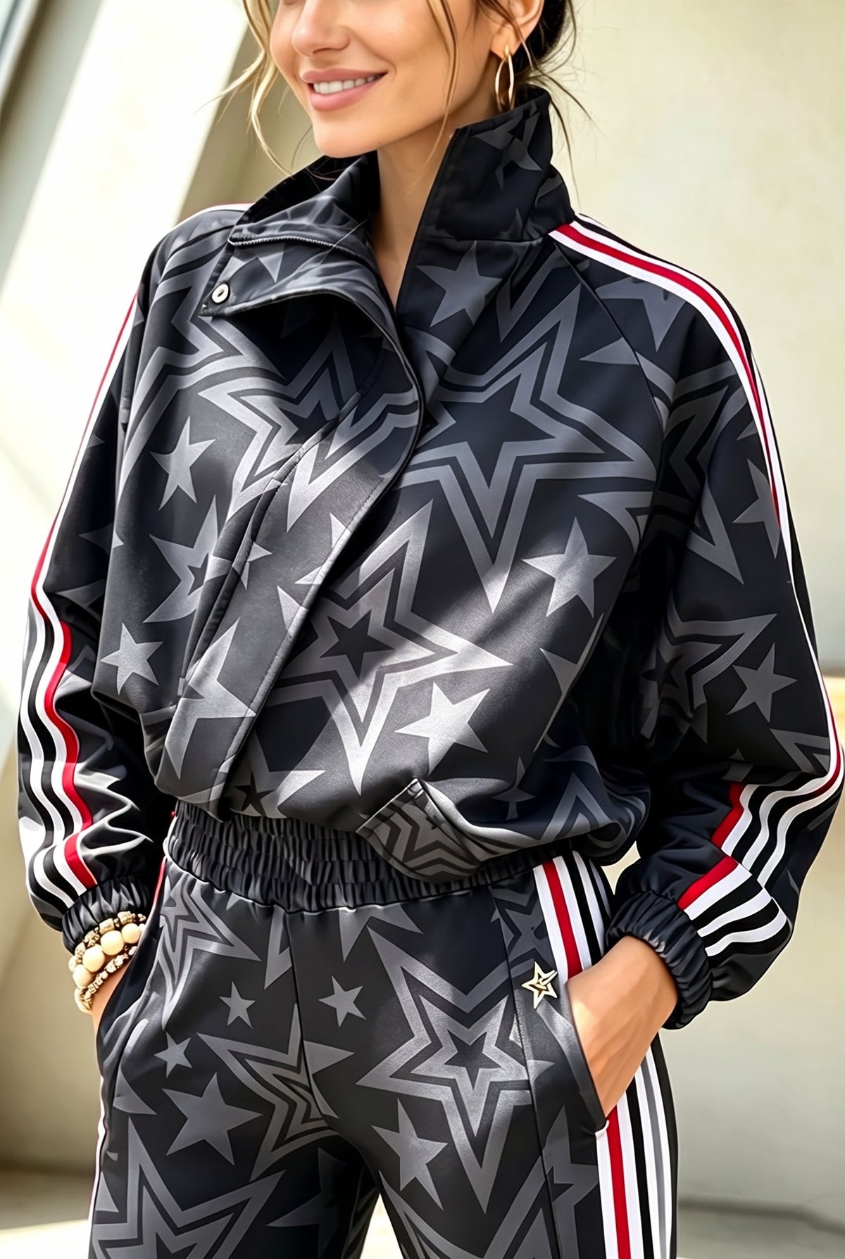 Rylee | Sportief Colorblock Jack met Sterrenprint