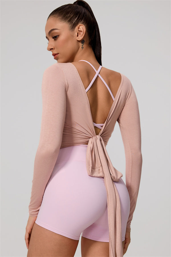 Hannah | Overslag longsleeve sporttop met striksluiting