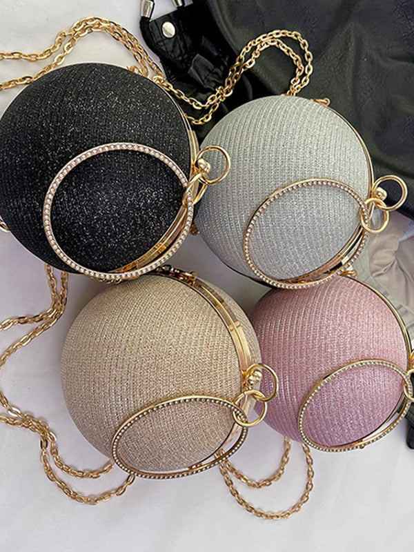 Solène | Glanzende Geometrische Schoudertas met Ketting