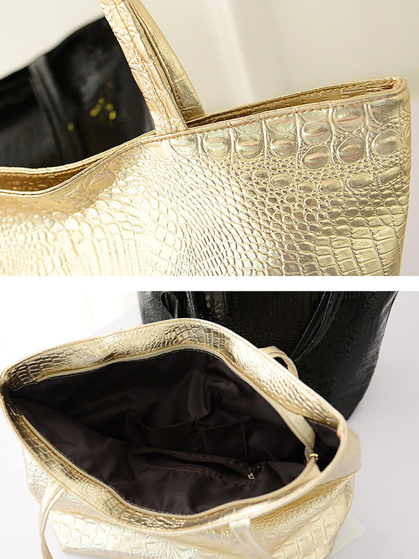 Adèle | Glanzende Tote Bag in Effen Kleur