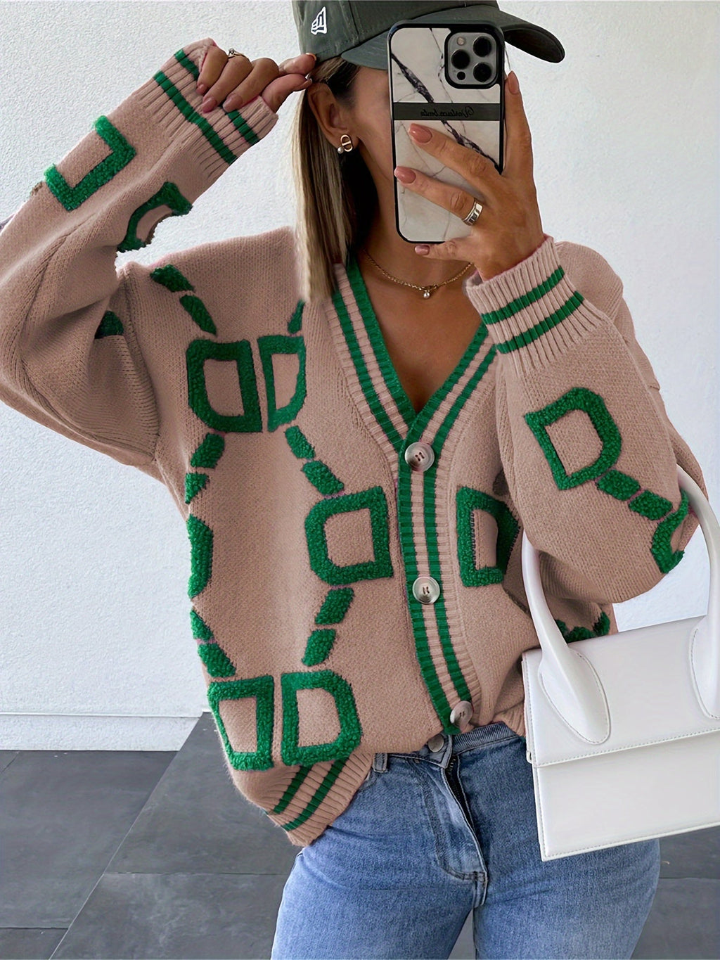 Fenna | Gebreide Cardigan met Kleurblokken