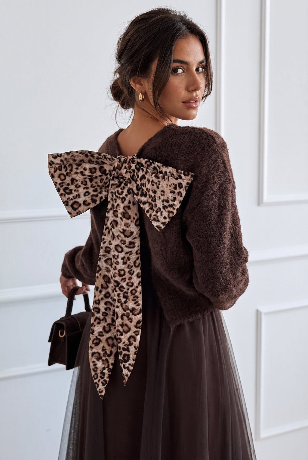 Gisella | Luipaardprint Trui met Strik