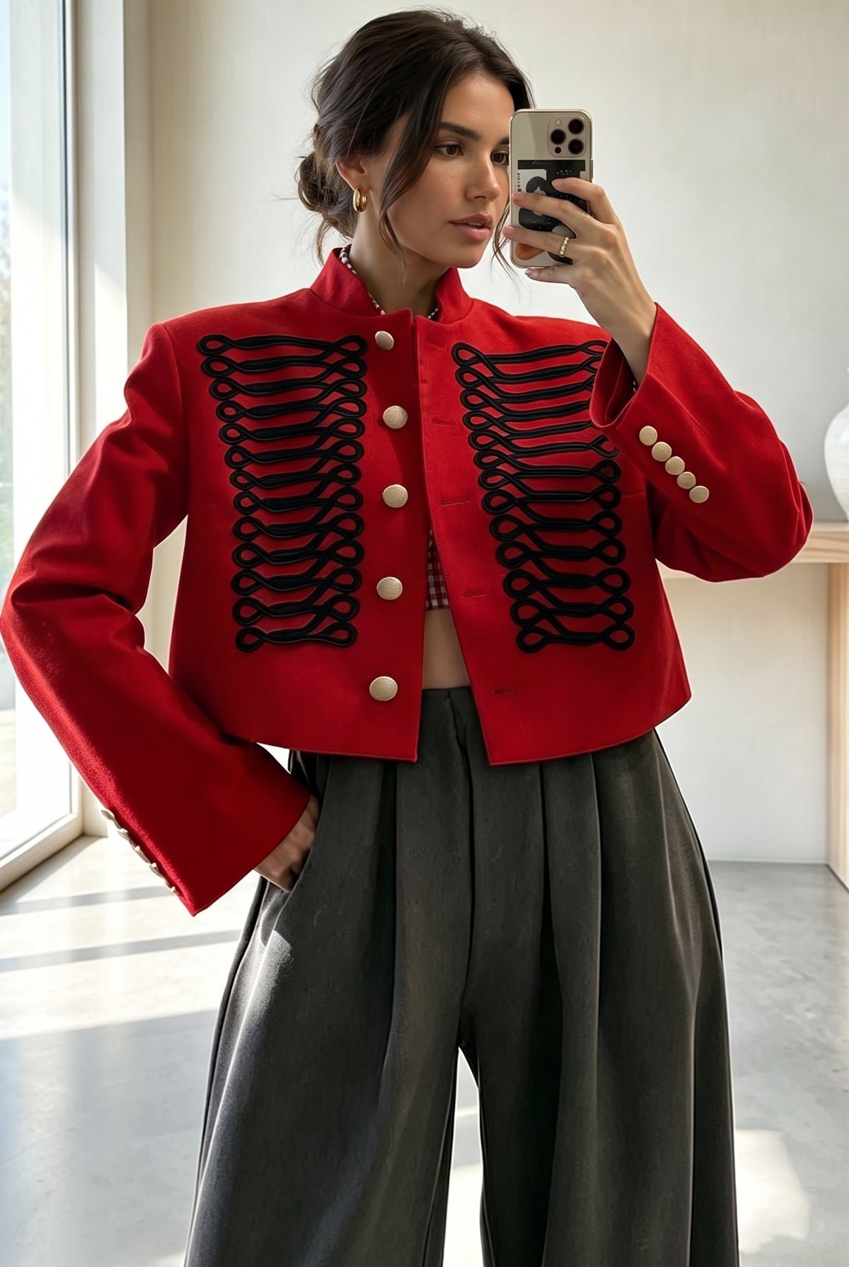 Aura | Military Crop Jacket met Koordjes