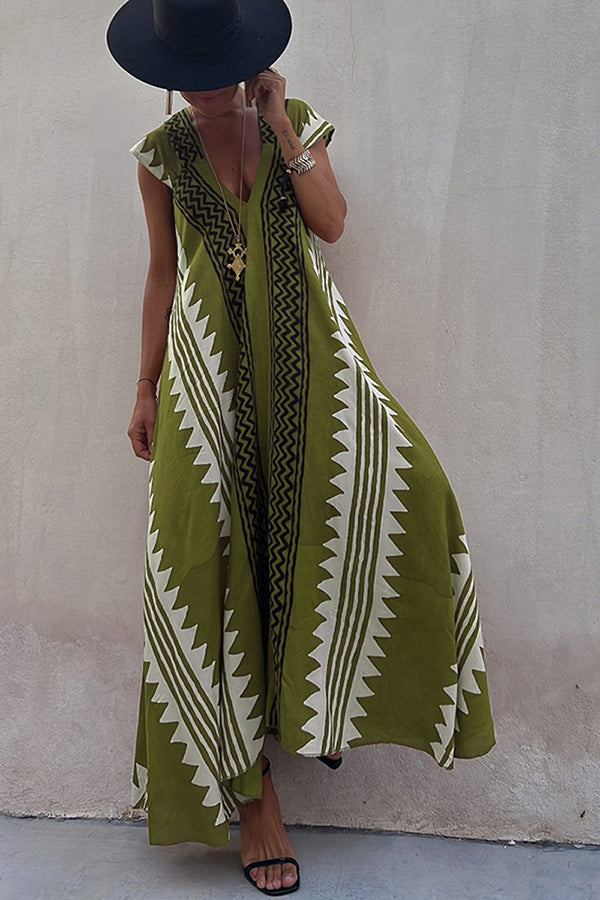 Amani | A-lijn maxi jurk met etnische print